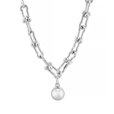 Ожерелье с одинарным жемчугом и подвеской, платиновые ожерелья для женщин, 86 г