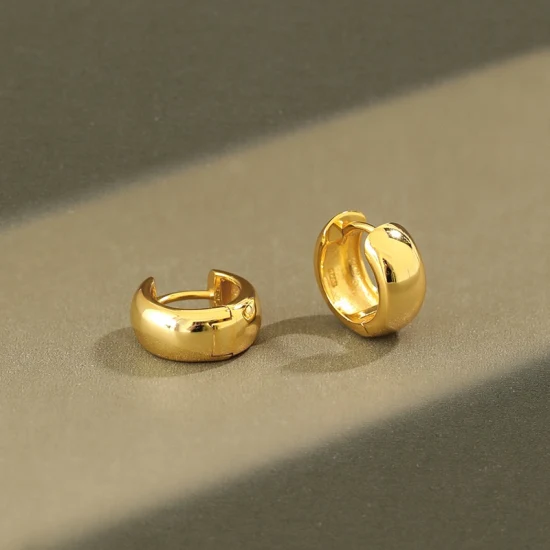 Простые большие круглые позолоченные серьги-кольца из стерлингового серебра 925 пробы для женщин