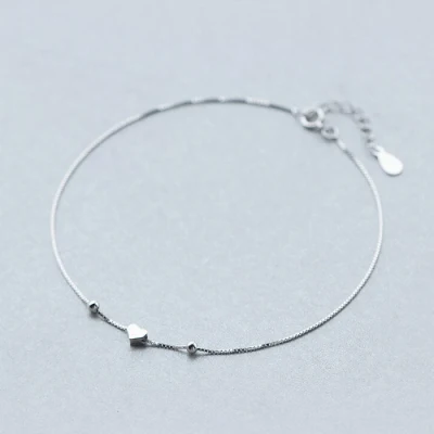 Ювелирные изделия из стерлингового серебра 925 пробы Tiny Heart Тонкий браслет-цепочка Ножной браслет