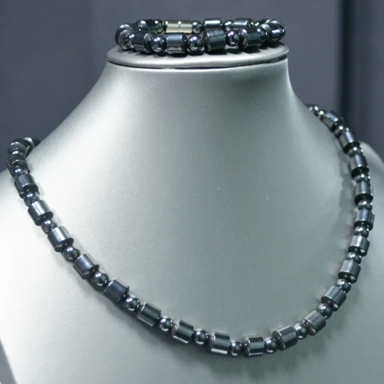 Скидка 50% на модный комплект ювелирных изделий из ожерелья из гематитовых бусин с магнитом для ухода за телом (CF-HTN-005)