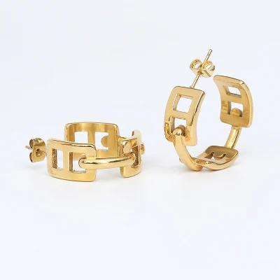 Женские серьги-кольца с буквами, нержавеющая сталь, цвет золота 18 карат