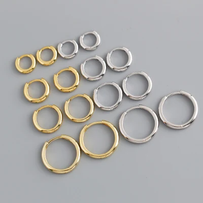 Серьги-кольца из стерлингового серебра 925 пробы, более толстые круглые серьги-кольца, простые серьги